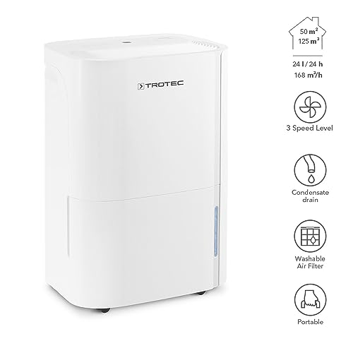 TROTEC Luftentfeuchter elektrisch TTK 66 E – Leistung 24 L/Tag – Fläche 50 m² / 125 m³ – mit Autoabschaltung – für Wohnung und Schlafzimmer – Bild 2