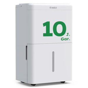 Kresico Luftentfeuchter elektrisch 20L, Entfeuchter elektrisch, Luftentfeuchter Keller für Räume bis zu 150m³/50m², Raumentfeuchter elektrisch 39dB mit Ablaufschlauch, Filter, Timer, 10 J. Gar.