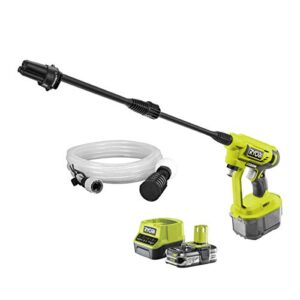 RYOBI 18 V ONE Akku-Mitteldruckreiniger RY18PW22A-125 (Reinigen von Fahrzeugen/Oberflächen, max. Druck 22bar, Fördermenge 182 l/h, 3-in-1 Düse, inkl. 6m Schlauch, 1x2,5Ah Akku & Ladegerät, im Karton)