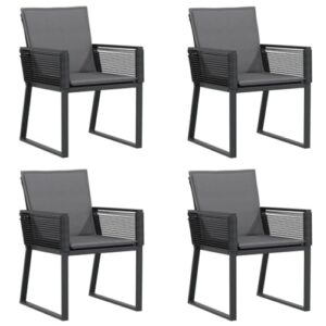 vidaXL Gartenstühle 4 STK., Gartenstuhl mit Kissen, Gartensessel Stuhl für Garten Balkon Terrasse, Sessel Stuhlset Gartenmöbel, Schwarz Poly Rattan