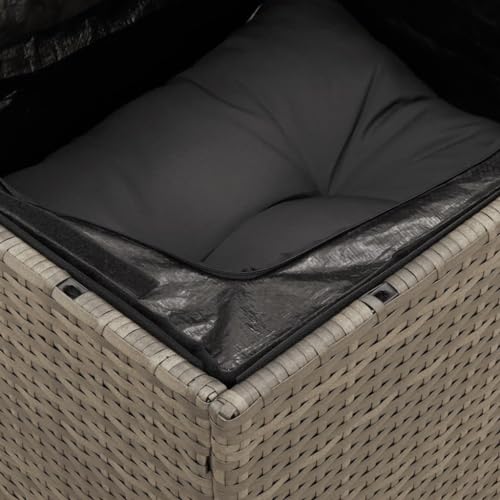vidaXL Gartensofa mit Kissen 3-Sitzer, Sofa mit Staufach unter Sitzfläche, Terrassensofa mit abnehmbarem waschbarem Bezug, Gartenmöbel Terrassenmöbel, Grau Poly Rattan – Bild 8