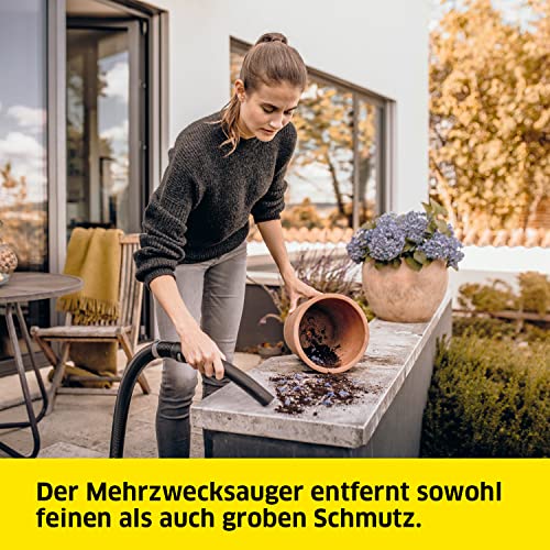 Kärcher Nass-/Trockensauger WD 3 S V-17/4/20, inkl. Patronenfilter, Vliesfilterbeutel, 1.000 W, 2 m und Schlauchaufbewahrung, Blasfunktion, Boden- und Fugendüse, Schwarz, Gelb – Bild 4