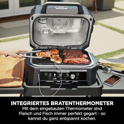 Ninja Woodfire Pro Connect XL Elektrischer BBQ Smoker Grill, App-Steuerung, digitaler Temperaturfühler, 7-in-1 Outdoor Grill elektrisch & Air Fryer mit Woodfire Pellets, wetterfest, Schwarz OG901EU – Bild 14