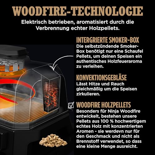 Ninja Woodfire Pro Connect XL Elektrischer BBQ Smoker Grill, App-Steuerung, digitaler Temperaturfühler, 7-in-1 Outdoor Grill elektrisch & Air Fryer mit Woodfire Pellets, wetterfest, Schwarz OG901EU – Bild 16