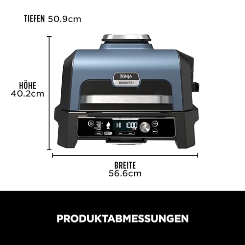 Ninja Woodfire Pro Connect XL Elektrischer BBQ Smoker Grill, App-Steuerung, digitaler Temperaturfühler, 7-in-1 Outdoor Grill elektrisch & Air Fryer mit Woodfire Pellets, wetterfest, Schwarz OG901EU – Bild 3