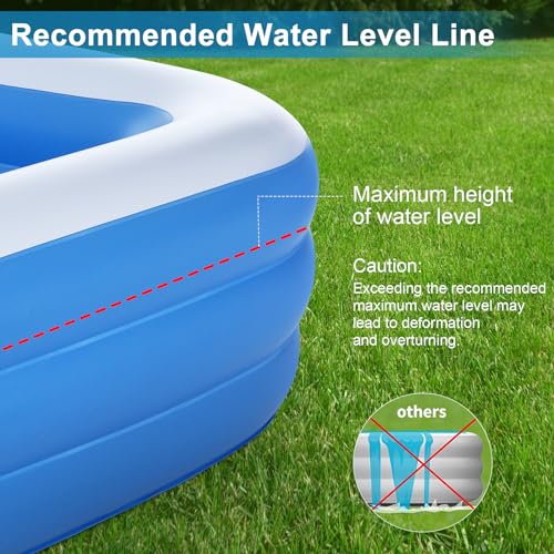 Duerer Aufblasbarer Pool Rechteckig, 305cm x 182cm x 56cm, Planschbecken groß für Kinder und Erwachsene Sommer Party, Aufblasbare Schwimmbecken, Familien Swimming Pool für Garten, Outdoor, Easy Set – Bild 7