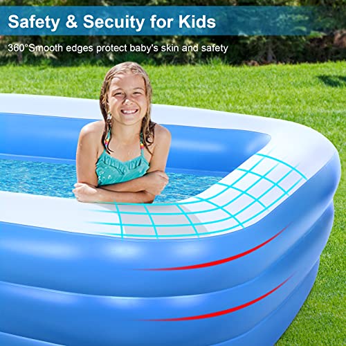 Duerer Aufblasbarer Pool Rechteckig, 305cm x 182cm x 56cm, Planschbecken groß für Kinder und Erwachsene Sommer Party, Aufblasbare Schwimmbecken, Familien Swimming Pool für Garten, Outdoor, Easy Set – Bild 8