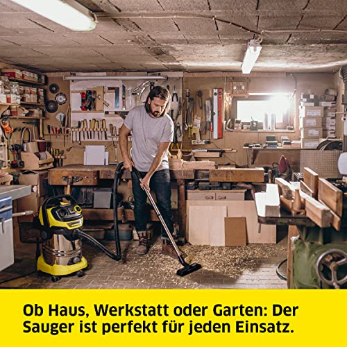 Kärcher Nass-/Trockensauger WD 6 P S V-30/6/22/T, inkl. Steckdose, Flachfaltenfilter, patentierter Filterbox, Filterreinigung, 1.300 W, Edelstahlbehälter: 30 l & Ablassschraube, Saugschlauch: 2,2 m – Bild 5