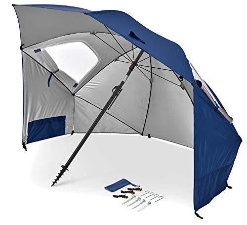 Sport-Brella Premiere Portable Sun Umbrella - Mehrzweck Gartenregenschirm, Einfaches Falten, 243 cm, 1 Stück, Ideal für Outdoor-Aktivitäten, Strand und Garten, UV-Schutz - Blau