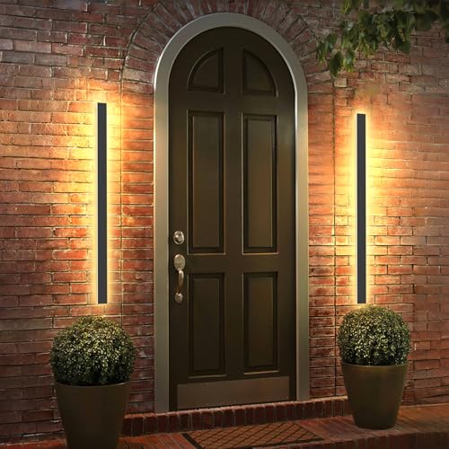 brightower Lange Villa Wandleuchte Schwarz, Außenwandleuchte Wasserdicht Ip65, Aluminium Acryl Außenlampe für Gärten, Terrassen, Schlafzimmer Wohnzimmer Innen, Warm light (170cm) – Bild 2
