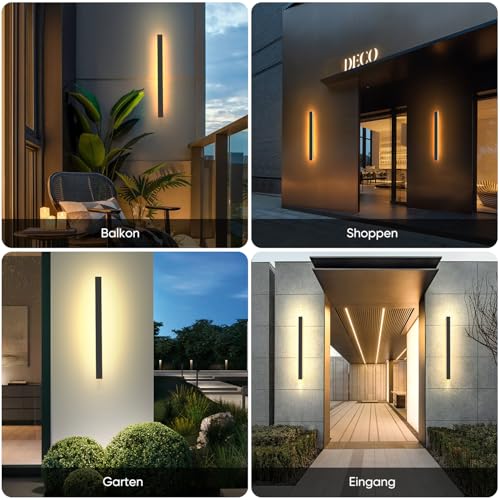brightower Lange Villa Wandleuchte Schwarz, Außenwandleuchte Wasserdicht Ip65, Aluminium Acryl Außenlampe für Gärten, Terrassen, Schlafzimmer Wohnzimmer Innen, Warm light (170cm) – Bild 6