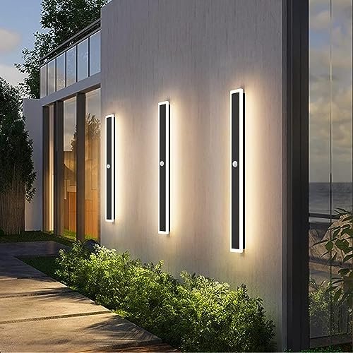 ANKBOY Außenwandleuchten mit Bewegungsmelder, LED Wandleuchte Aussen Wasserdicht IP65 Villa Wandlampe Lange, Anthrazit Metall Modern Aussenlampe Naturweiß 4500K für Gärten Garage (120cm) – Bild 2