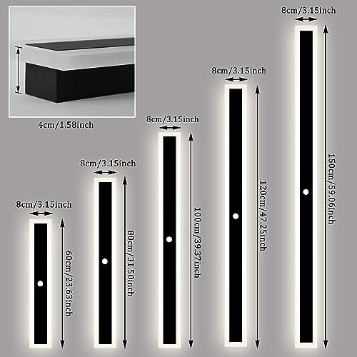 ANKBOY Außenwandleuchten mit Bewegungsmelder, LED Wandleuchte Aussen Wasserdicht IP65 Villa Wandlampe Lange, Anthrazit Metall Modern Aussenlampe Naturweiß 4500K für Gärten Garage (120cm) – Bild 4