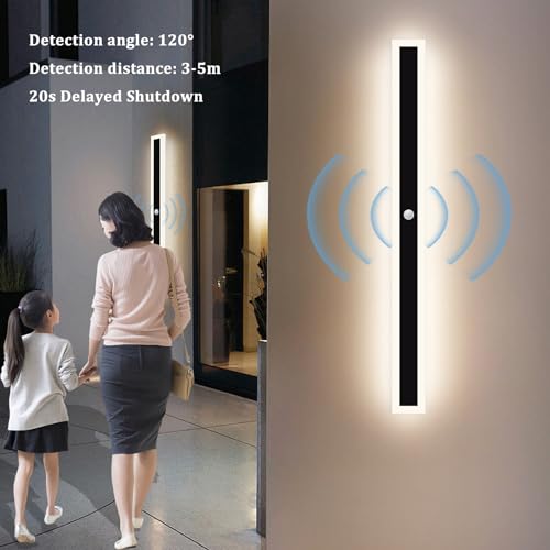 ANKBOY Außenwandleuchten mit Bewegungsmelder, LED Wandleuchte Aussen Wasserdicht IP65 Villa Wandlampe Lange, Anthrazit Metall Modern Aussenlampe Naturweiß 4500K für Gärten Garage (120cm) – Bild 5
