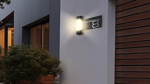 Metzler LED Außenleuchte, Aussenlampe in Anthrazit | Edelstahl Schriftzug | Steinbach – Bild 2