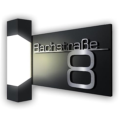 Metzler LED Außenleuchte, Aussenlampe in Anthrazit | Edelstahl Schriftzug | Steinbach – Bild 6