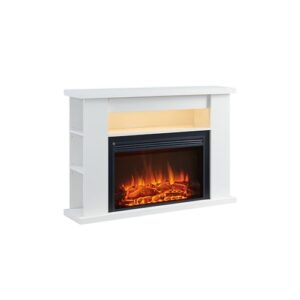 BALDERIA Elektrokamin Ruby | Elektrischer Standkamin mit 3D-Flammeneffekt | Elektro Heizung 2000W, LED-Beleuchtung | Kamin mit Fernbedienung, Thermostat & Timer | Weiß