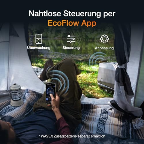 ECOFLOW WAVE 3 Tragbare Klimaanlage, 1800 W/6100 BTU Kühlen, 2000 W/6800 BTU Heizen, 1000 W Schnellladen (75 Min.), 8 Std. Akkulaufzeit, App-Steuerung, Mobile Klimaanlage für Camping, Wohnmobile, SUVs – Bild 6