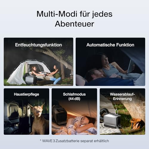 ECOFLOW WAVE 3 Tragbare Klimaanlage, 1800 W/6100 BTU Kühlen, 2000 W/6800 BTU Heizen, 1000 W Schnellladen (75 Min.), 8 Std. Akkulaufzeit, App-Steuerung, Mobile Klimaanlage für Camping, Wohnmobile, SUVs – Bild 7