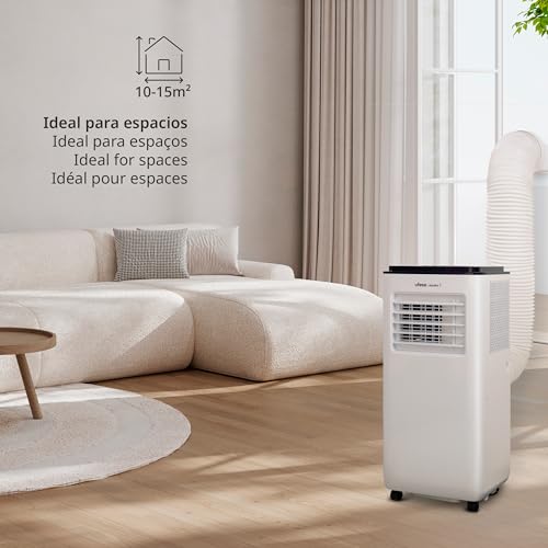 Ufesa Mobiles Klimagerät A7 3in1, Kühlen, Lüften und Entfeuchten, 7000 BTU/Tag, leise, LED Display, 24h Timer, bis zu 12m², Gas R290, Fernbedienung – Bild 4