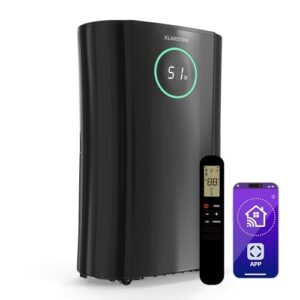 Klarstein DryFy ProConnect 24L Luftentfeuchter - 305W, 4L Tank, WiFi, Aktivkohlefilter, 24h Timer, 24l/Tag, LED-Anzeige, Entfeuchter Elektrisch, Raumentfeuchter, Smart Luftentfeuchter, Schwarz