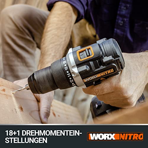 WORX NITRO WX102.9 Akku Bohrschrauber 20V – Bürstenloser Akkuschrauber - 60Nm, 2-Gang-Getriebe und LED-Licht – Akkubohrer zum Bohren & Schrauben - ohne Akku & Ladegerät – Bild 5