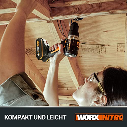 WORX NITRO WX102.9 Akku Bohrschrauber 20V – Bürstenloser Akkuschrauber - 60Nm, 2-Gang-Getriebe und LED-Licht – Akkubohrer zum Bohren & Schrauben - ohne Akku & Ladegerät – Bild 6