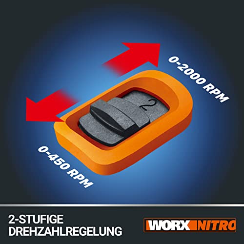 WORX NITRO WX102.9 Akku Bohrschrauber 20V – Bürstenloser Akkuschrauber - 60Nm, 2-Gang-Getriebe und LED-Licht – Akkubohrer zum Bohren & Schrauben - ohne Akku & Ladegerät – Bild 7