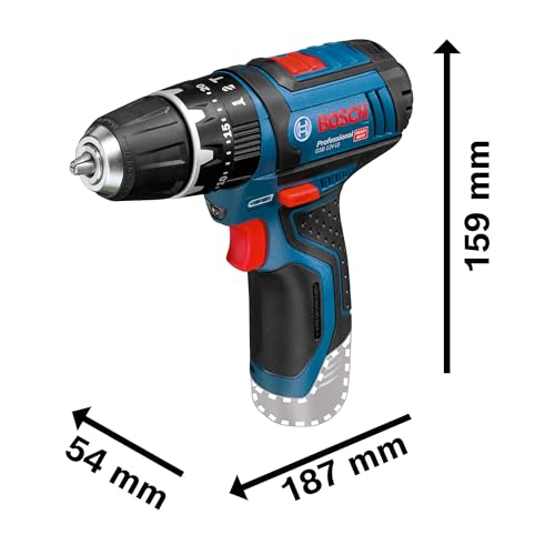 Bosch Professional 12V System Akku Schlagbohrschrauber GSB 12V-15 (Bohr-Ø Holz max: 19 mm, inkl. 2x 2.0Ah Akku Ladegerät, 2x Bohrer-Set, 1x Bit-Set, Werkzeugtasche) - Amazon Exclusive – Bild 6