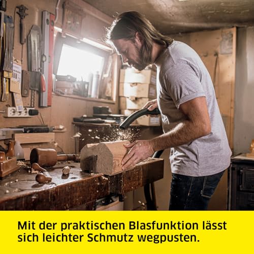 Kärcher WD 4 P V-20/5/22 Nass-& Trockensauger, Kunststoffbehälter, Gelb 5 m Kabel, 2,2 m Saugschlauch, mit Gerätesteckdose, Clips-Bodendüse, „Pull & Push“-Verschlusssystem, Gelb – Bild 4