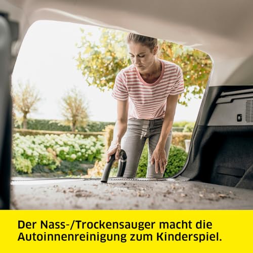 Kärcher WD 4 P V-20/5/22 Nass-& Trockensauger, Kunststoffbehälter, Gelb 5 m Kabel, 2,2 m Saugschlauch, mit Gerätesteckdose, Clips-Bodendüse, „Pull & Push“-Verschlusssystem, Gelb – Bild 5