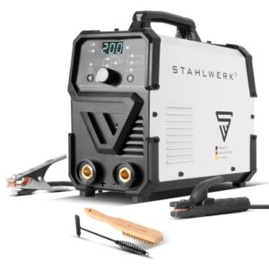 STAHLWERK Schweißgerät ARC 200 Puls Pro - Elektroden-Schweißgerät, kompakter MMA, E-Hand, Lift-TIG Inverter mit 200 A, Hot Start, Arc Force, Antistick, IGBT Technologie, Pulsfunktion