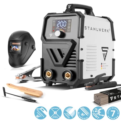 STAHLWERK Schweißgerät Vollausstattung ARC 200 Synergic Pro Inverter - MMA/E-Hand & Lift-TIG mit 200 A, vollsynergisch, IGBT-Technologie, Hotstart, Antistick, LCD-Display & VRD-Sicherheitsfunktion – Bild 2