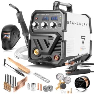 STAHLWERK Schweißgerät 2 in 1 Kombi Vollausstattung MIG MAG 175 ST IGBT - mit 175 A, synergischer Drahtvorschub, FLUX Fülldraht geeignet, mit MMA E-Hand, Smartkühlung & Überhitzungsschutz
