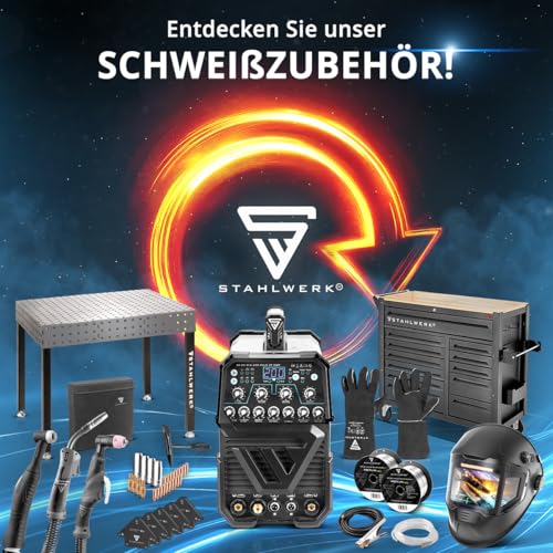 STAHLWERK Schweißgerät 5 in 1 Kombi MIG MAG 200 Puls Pro Inverter - ARC MMA, Fülldraht, Lift TIG, mit 200 A, Puls- & Spot-Funktion, vollsynergisch, IGBT, für Alu, 7 Jahre Garantie – Bild 12
