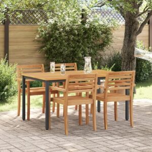 Alternative view of vidaXL Gartentisch 150x90x75 cm aus massivem Akazienholz und Metall