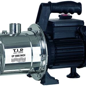 T.I.P. Edelstahl Gartenpumpe GP 3000 INOX - Leistungsstarke 550 W Pumpe mit 2950 l/h Leistung und thermischer Überlastschutz - Robustes, korrosionsbeständiges Pumpengehäuse, 30111