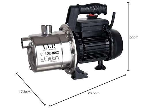 T.I.P. Edelstahl Gartenpumpe GP 3000 INOX - Leistungsstarke 550 W Pumpe mit 2950 l/h Leistung und thermischer Überlastschutz - Robustes, korrosionsbeständiges Pumpengehäuse, 30111 – Bild 14