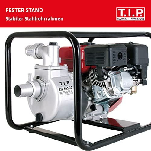 T.I.P. Benzin Wasserpumpe - Motor Gartenpumpe (30.000 l/h Fördermenge, 30 m Förderhöhe, 3,0bar Druck, max. 3,85kW (5,2PS) Leistung, Ölmangelsicherung, 4-Takt-Motor, Rückschlagklappe) LTP 500/30, 30197 – Bild 7