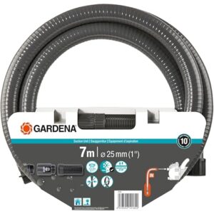 Gardena Sauggarnitur 7 m: Robuster Saugschlauch zum Anschluss an die Gartenpumpe, mit Saugfilter und Rückflussstop, Durchmesser 25 mm (1418-20)