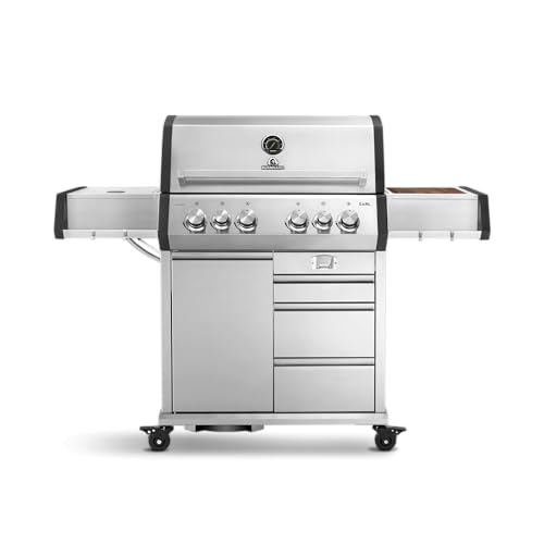 BURNHARD Big Earl 4-Brenner Gasgrill Edelstahl inkl. Heckbrenner, mit Edelstahl Grillrost & inkl. Abdeckhaube, Seitenkochfeld mit Infrarot Keramikbrenner