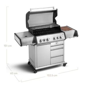 Alternative view of BURNHARD Big Earl 4-Brenner Gasgrill Edelstahl inkl. Heckbrenner, mit Edelstahl Grillrost & inkl. Abdeckhaube, Seitenkochfeld mit Infrarot Keramikbrenner