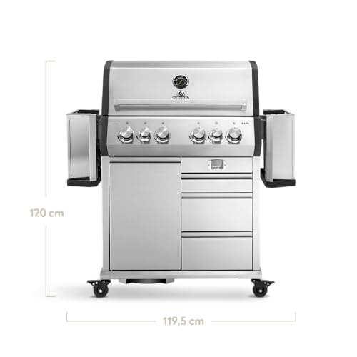 BURNHARD Big Earl 4-Brenner Gasgrill Edelstahl inkl. Heckbrenner, mit Edelstahl Grillrost & inkl. Abdeckhaube, Seitenkochfeld mit Infrarot Keramikbrenner – Bild 3