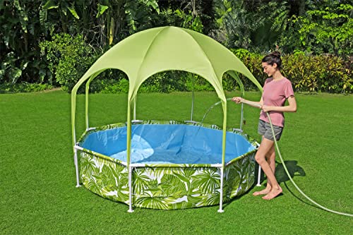 Bestway Steel Pro Frame Pool mit Sonnenschutzdach "Splash-in-Shade" ohne Pumpe Ø 244 x 51 cm, buntes Obst-Design, rund – Bild 11