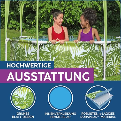 Bestway Steel Pro Frame Pool mit Sonnenschutzdach "Splash-in-Shade" ohne Pumpe Ø 244 x 51 cm, buntes Obst-Design, rund – Bild 5