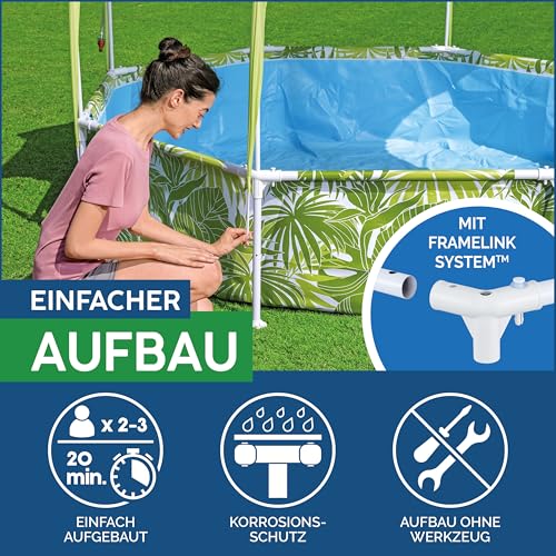 Bestway Steel Pro Frame Pool mit Sonnenschutzdach "Splash-in-Shade" ohne Pumpe Ø 244 x 51 cm, buntes Obst-Design, rund – Bild 6