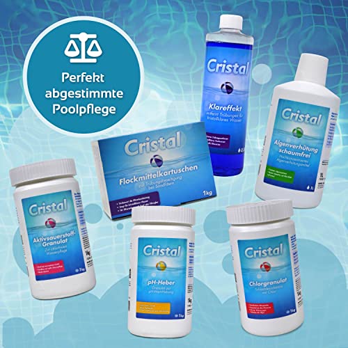 Cristal Chlor-Langzeit-Tabs 20 g Dosierschwimmer | Langsam lösliche Chlortabs zur Langzeitdesinfektion | Sehr hoher Aktivchlorgehalt | Dosierung über Skimmer Stabilisator | 1 Kg – Bild 6
