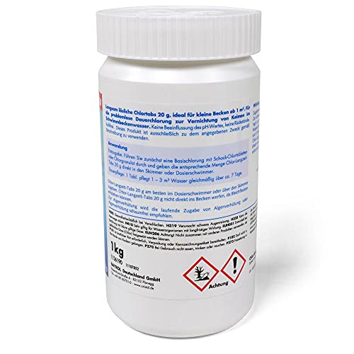 Cristal Chlor-Langzeit-Tabs 20 g Dosierschwimmer | Langsam lösliche Chlortabs zur Langzeitdesinfektion | Sehr hoher Aktivchlorgehalt | Dosierung über Skimmer Stabilisator | 1 Kg – Bild 7