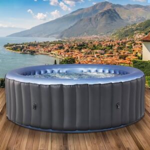 BRAST® Whirlpool aufblasbar MSpa Bergen für 4-8 Personen | viele Größen Ø180-224cm | In- Outdoor Pool | Ganzjähriger Einsatz | bis zu 144 Massagedüsen | Stromsparend inkl. Energiespar-Timer | Bergen 8