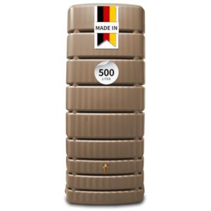 4rain Slim Regentonne 500 Liter Taupe - Wandtank, Wassertank, Fass, Regenfass, Regenwassertonne, Regenwassertank, Wasserbehälter, Wassertonne, Wasserfass, Wassertonnen für Garten